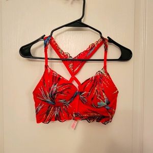 PINK Push-up Bralette Leaf Design